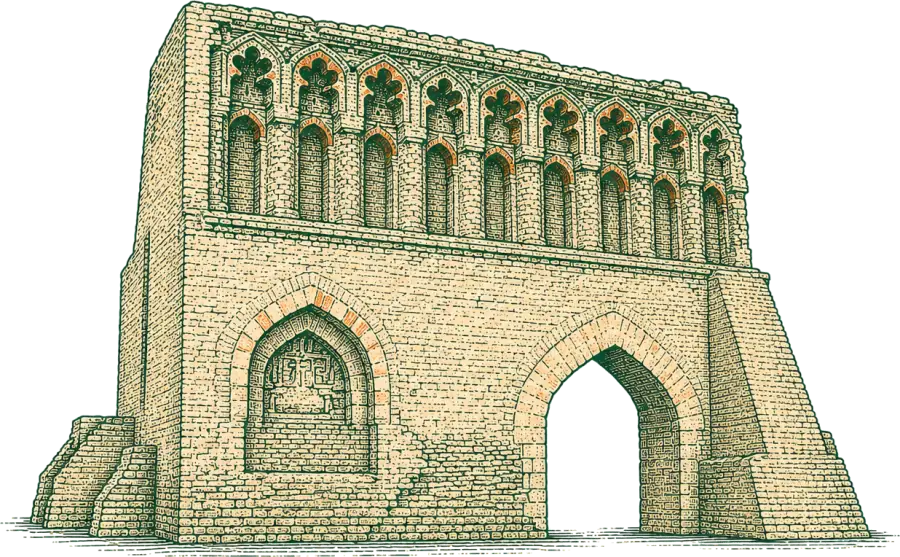 رسم توضيحي لباب بغداد في الرقة