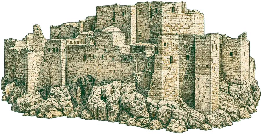 رسم توضيحي لقلعة مصياف