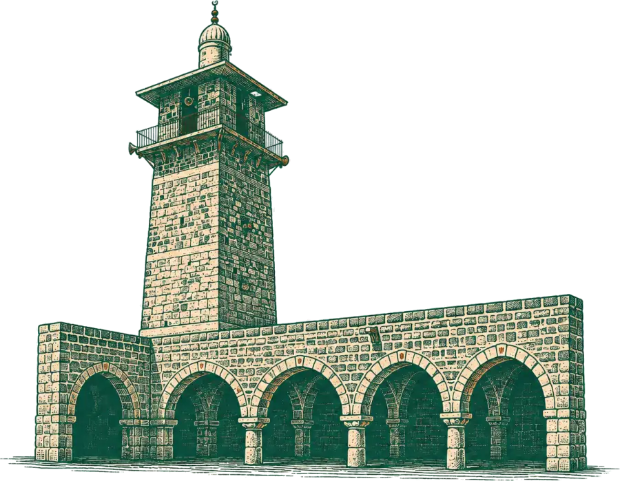 رسم توضيحي للجامع العمري في درعا