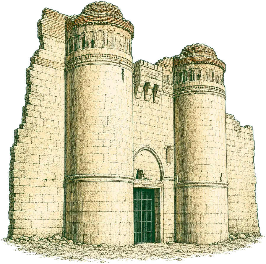 رسم توضيحي لبوابة قصر الحير الشرقي